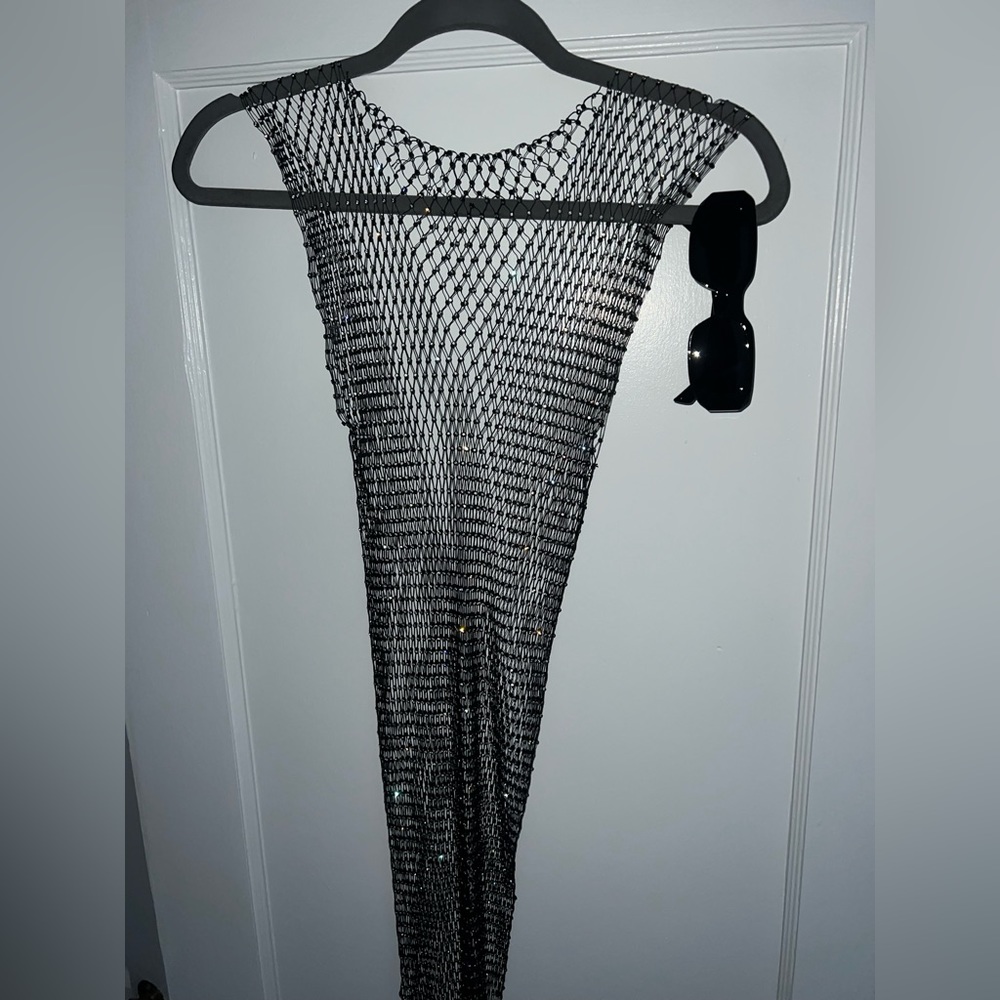Rhinestone Fishnet Dress / coverup
